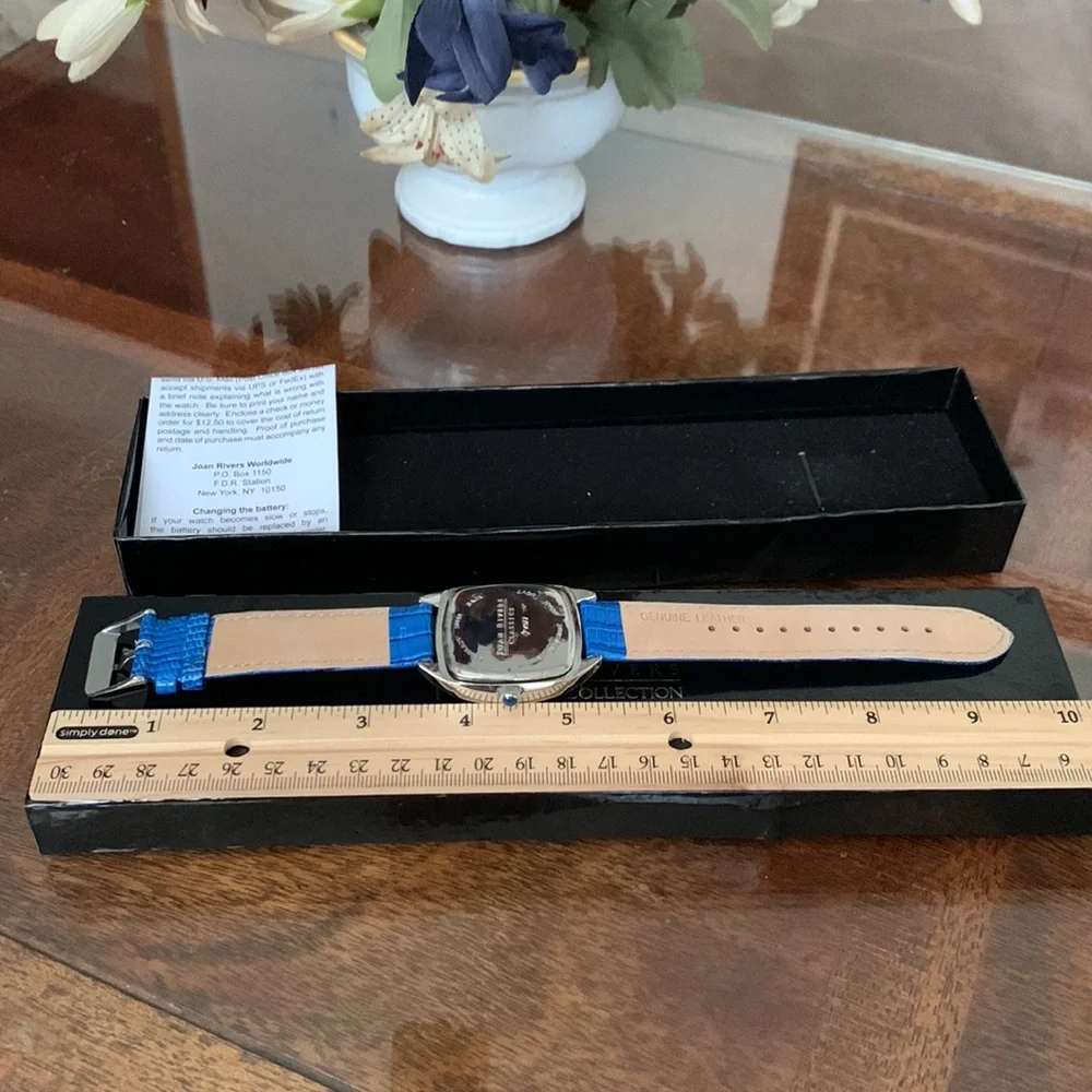 Watch Joan Rivers Classic Collection Square Face Blue Leather Band V377 Boxed
